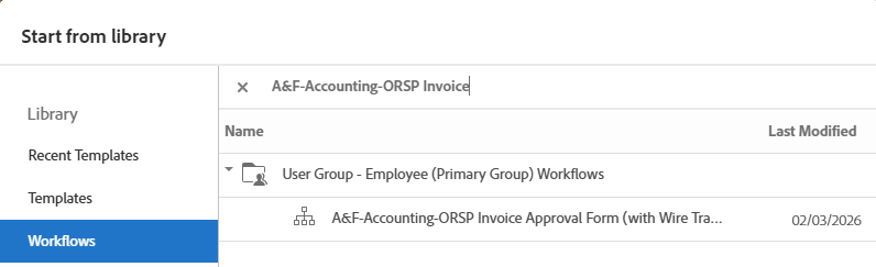 Adobe Sign IFT ORSP Invoice Wire